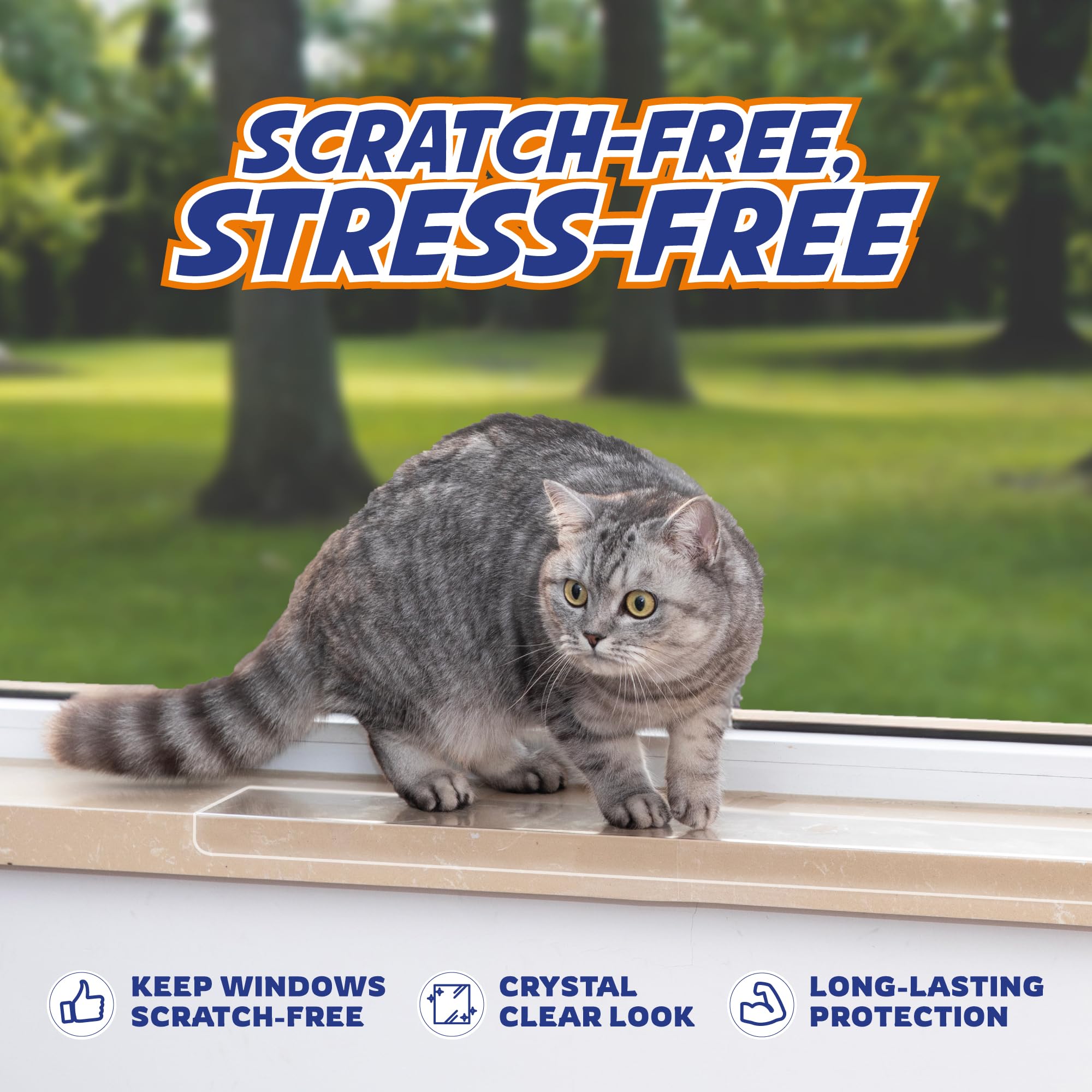 Panther Armor clear window sill protector shown on a wide ledge.