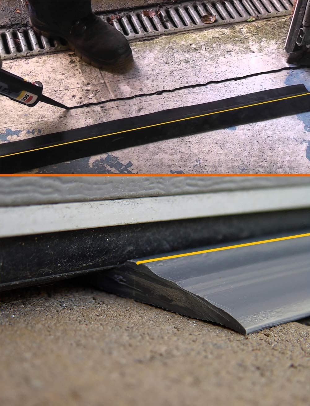 Papillon universal garage door bottom seal sill protection during daily vehicle traffic.