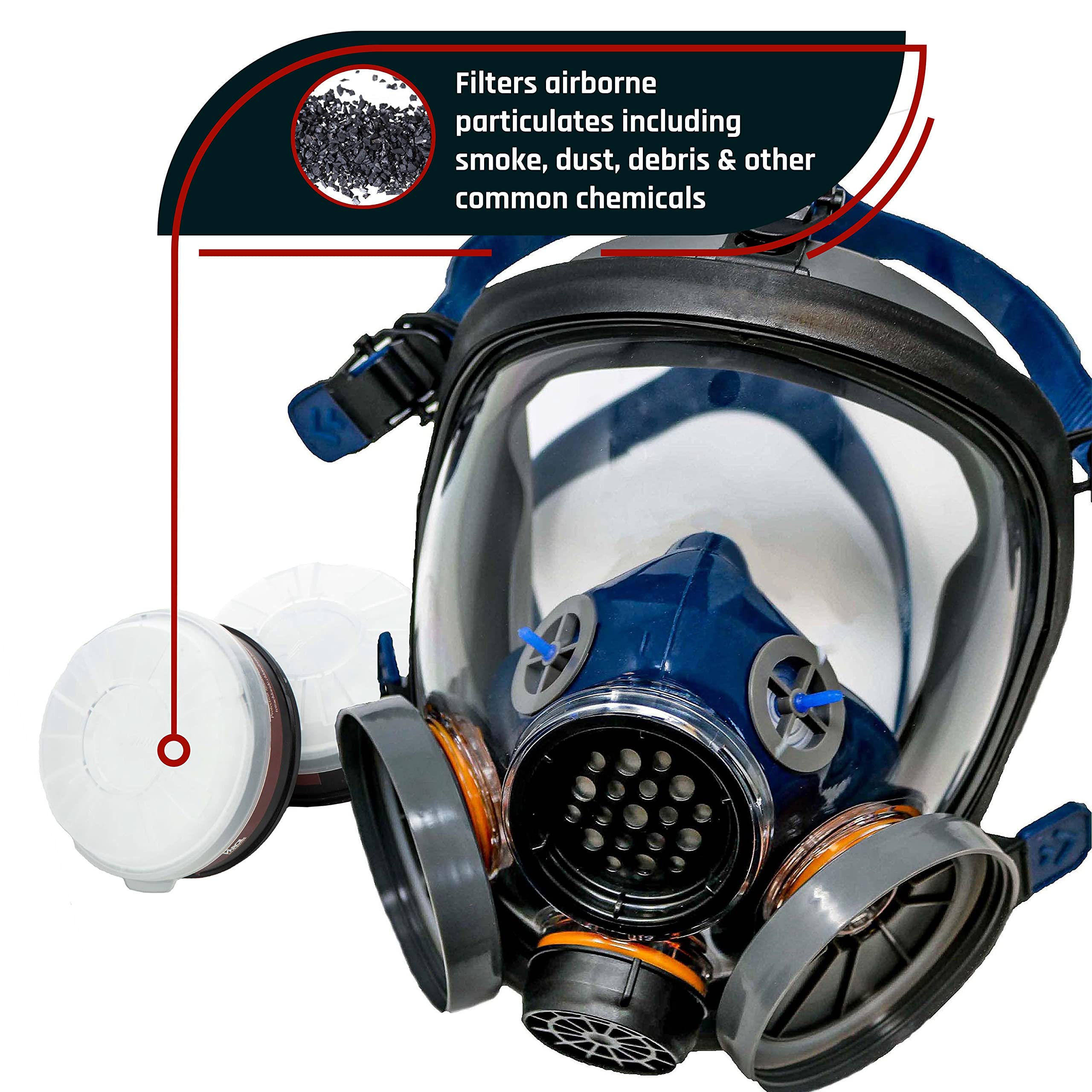 Parcil PD-100 dual activated charcoal filters highlighted for filtration.