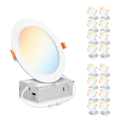 Parmida canless wafer 6in downlight with junction box for quick ceiling installation.