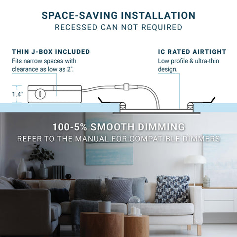 Parmida easy-install 6in downlight fits tight spaces without a recessed can.