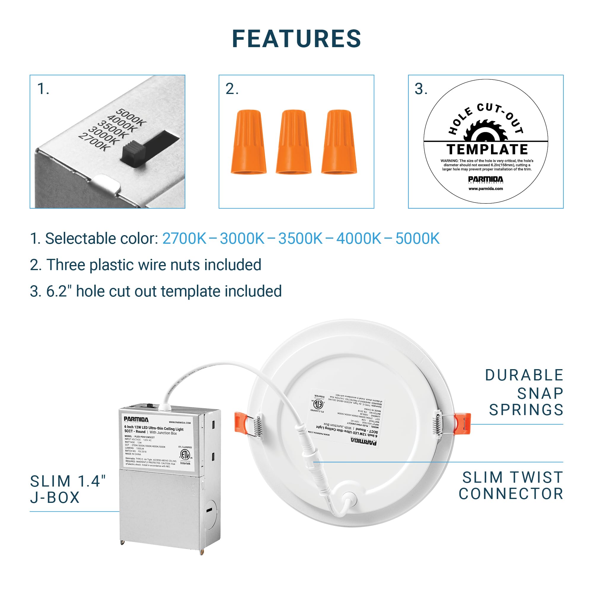 Parmida ETL-listed downlight ensures safety and reliability.