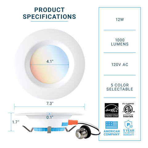 Parmida wet-rated recessed light designed for damp spaces like bathrooms.