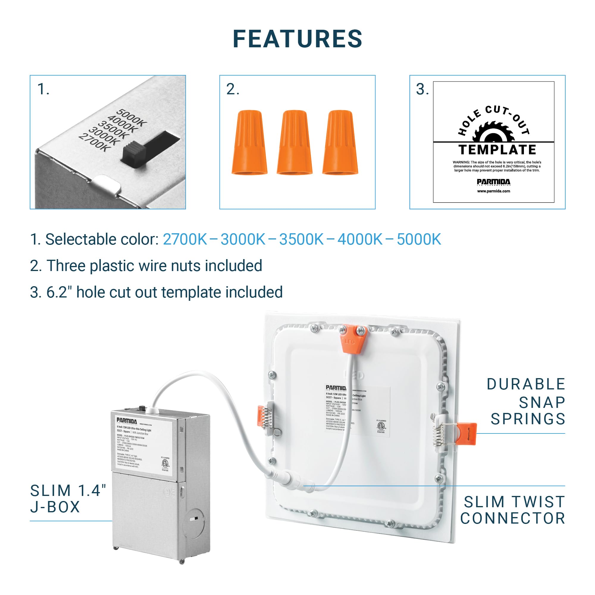 Parmida IC-rated fixture safe with insulation contact.