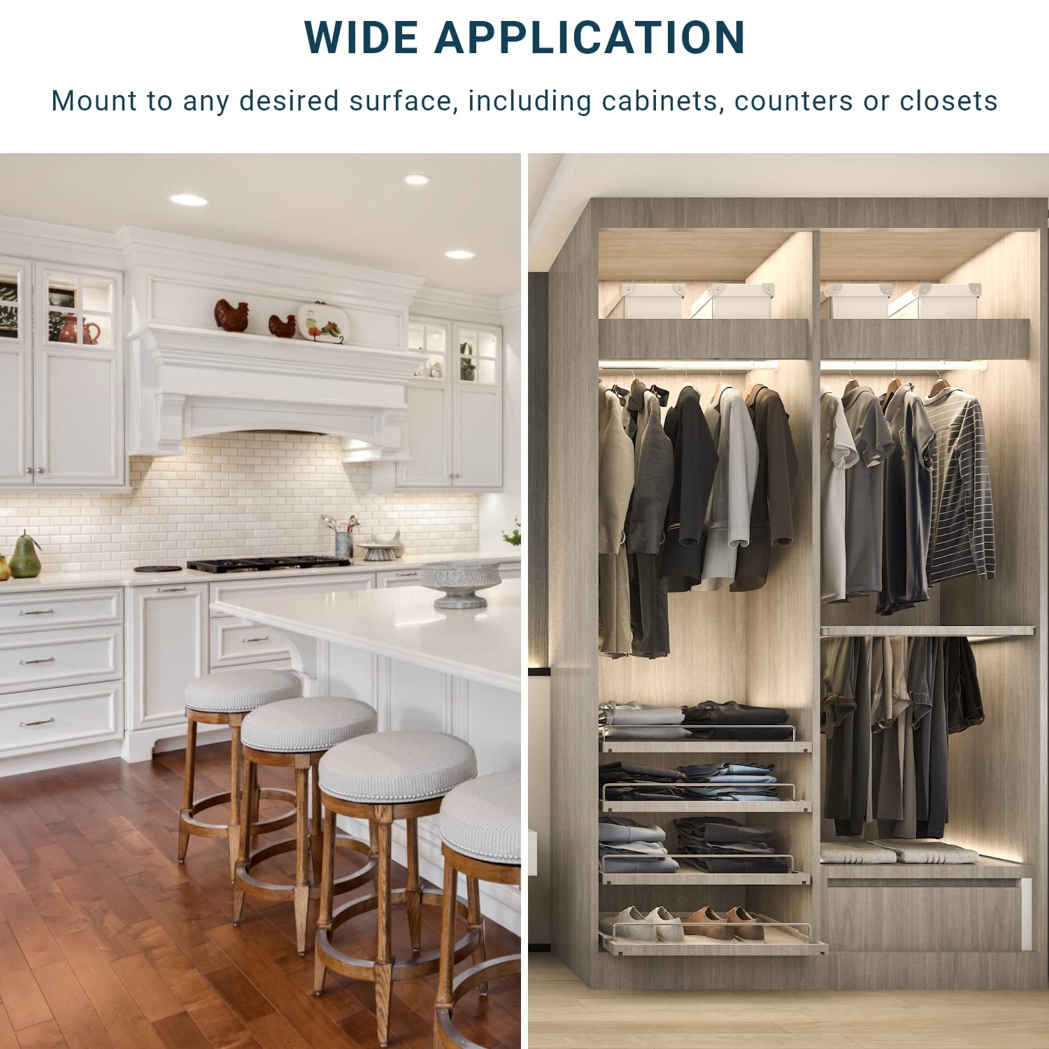 Parmida LED Swivel Under-Cabinet Lighting in-use kitchen cabinet lighting boosts visibility.