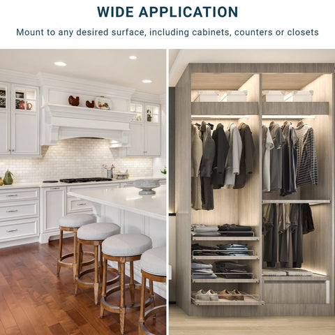 Parmida LED Swivel Under-Cabinet Lighting in-use kitchen cabinet lighting boosts visibility.