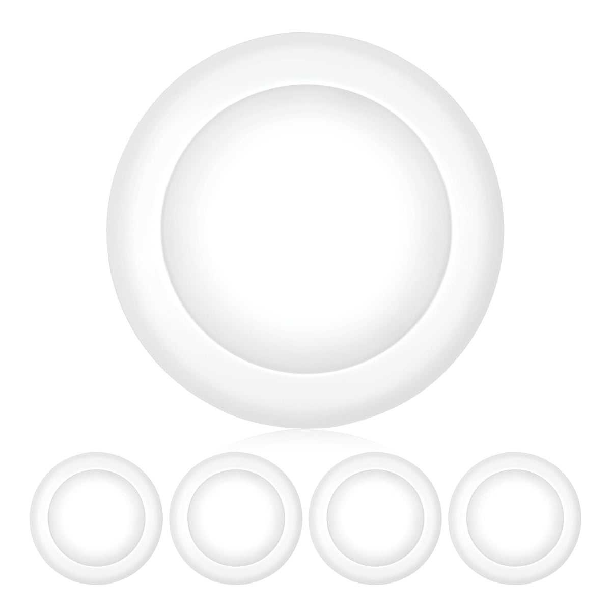 Parmida LED 5-6 inch dimmable disk light pack provides bright, energy-efficient ceiling illumination.