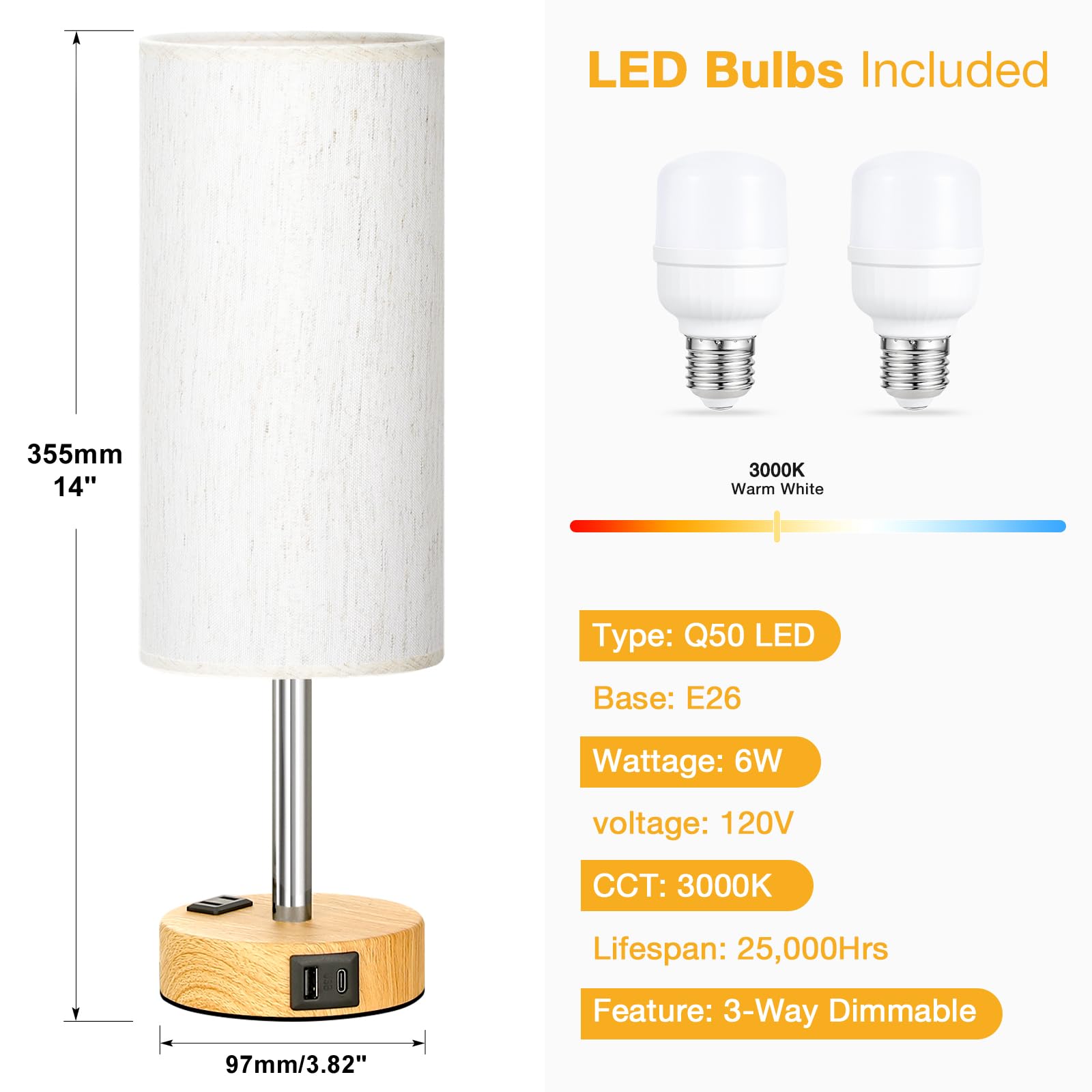 PartageiZ bedside lamp with 120V outlet for accessories at hand.