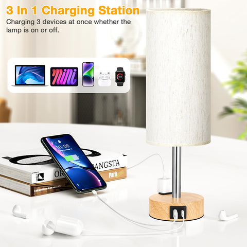 PartageiZ bedside lamp with USB-C port charges devices overnight.