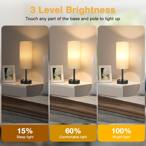 PartageiZ two-pack lamps with USB-C and USB-A ports for charging devices.