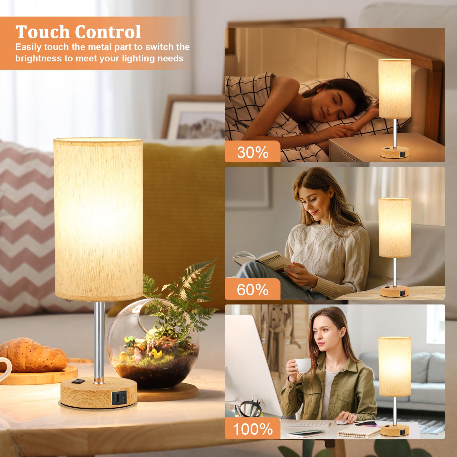 Partageiz lamps feature a wooden finish base for a rustic-modern look.