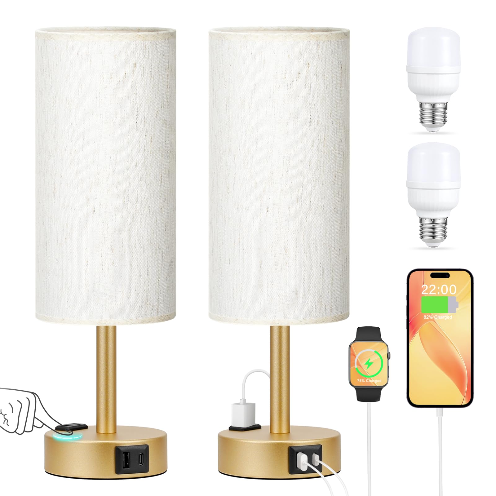 PartageiZ gold base table lamp showcases sturdy base for stable bedside lighting