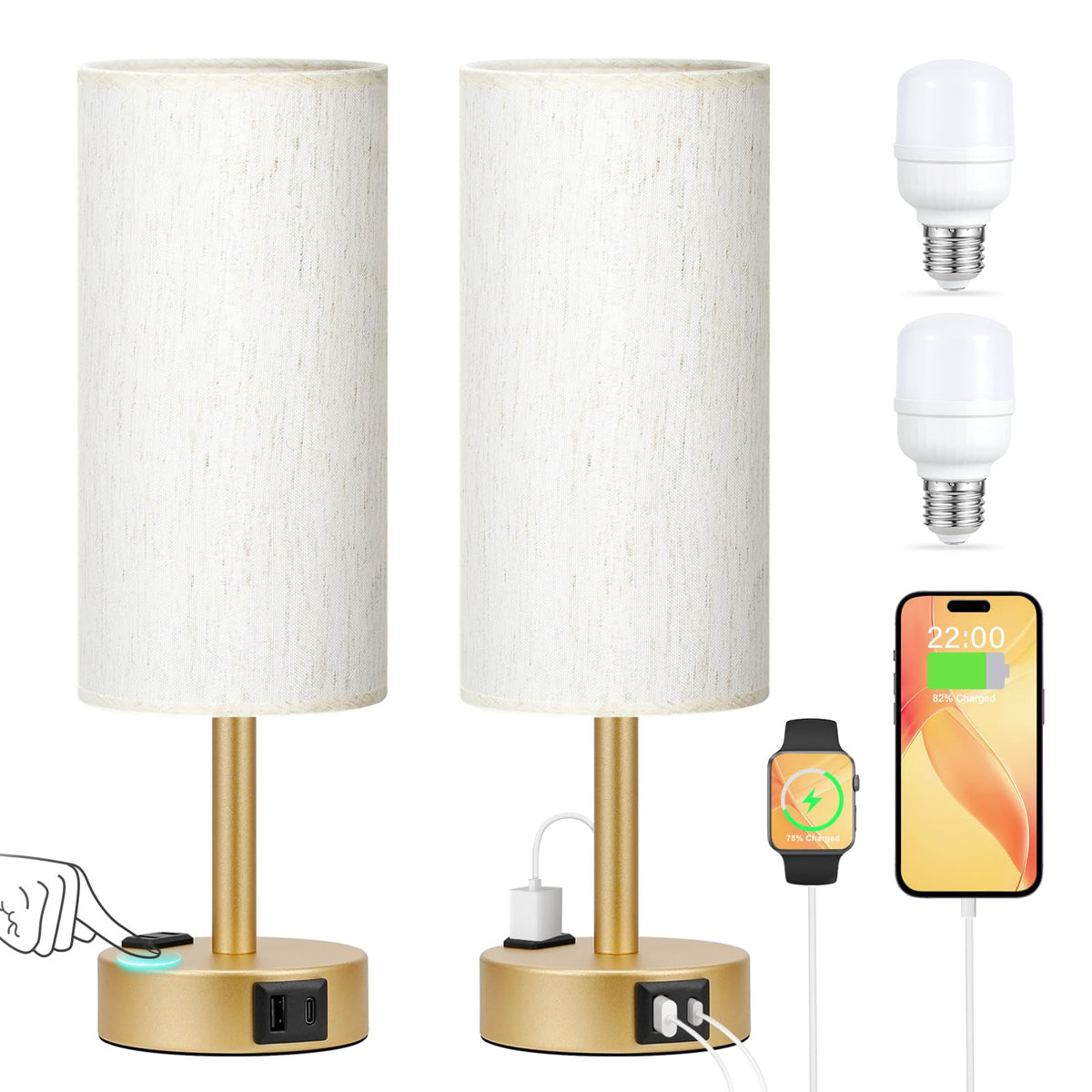 PartageiZ gold base table lamp showcases sturdy base for stable bedside lighting