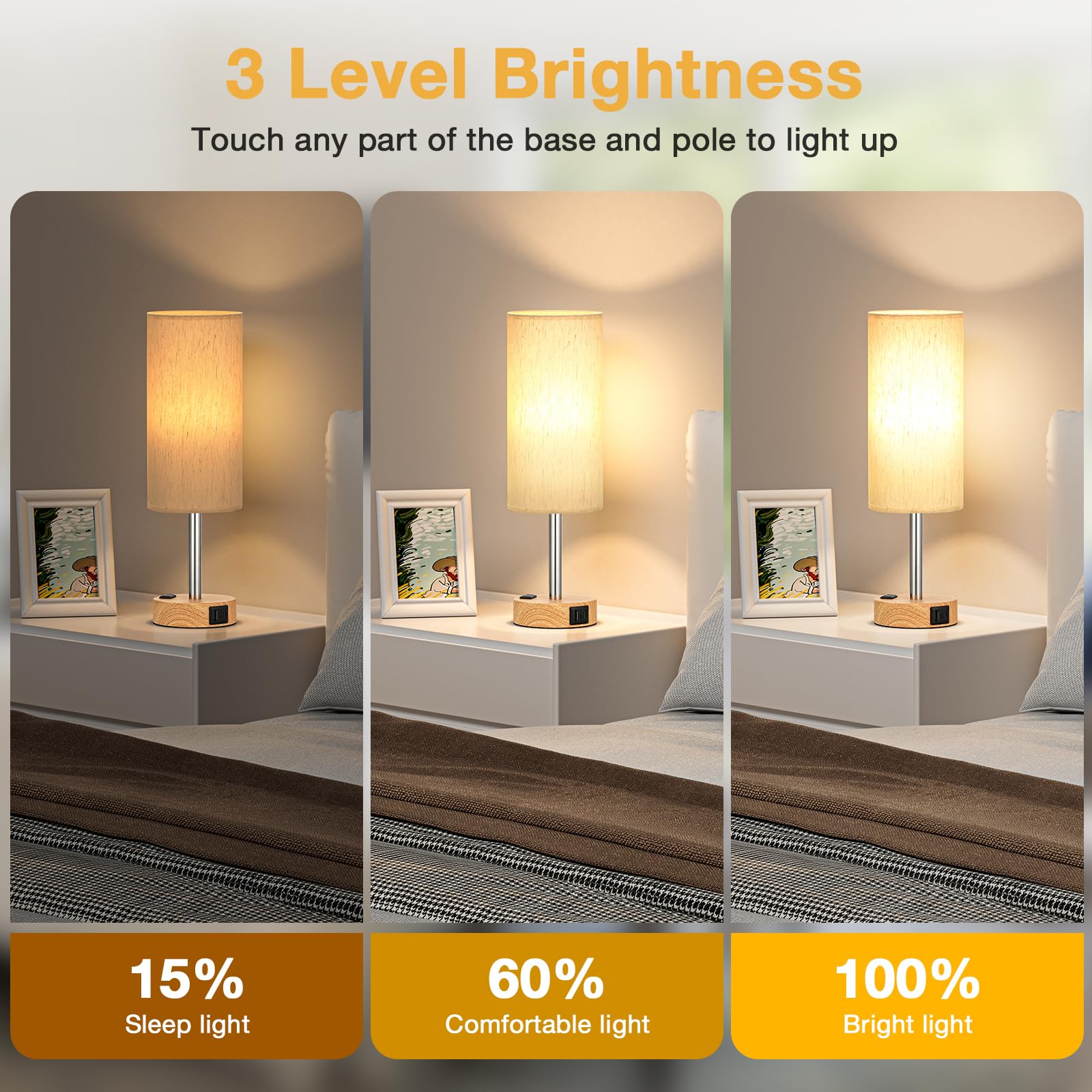 PartageiZ nightstand lamp with 3-way dimming sets the mood easily.