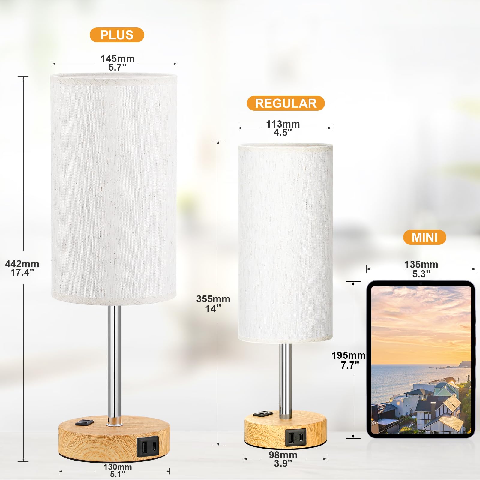 Partageiz tall bedside lamps with flaxen shades create a warm, relaxing atmosphere.
