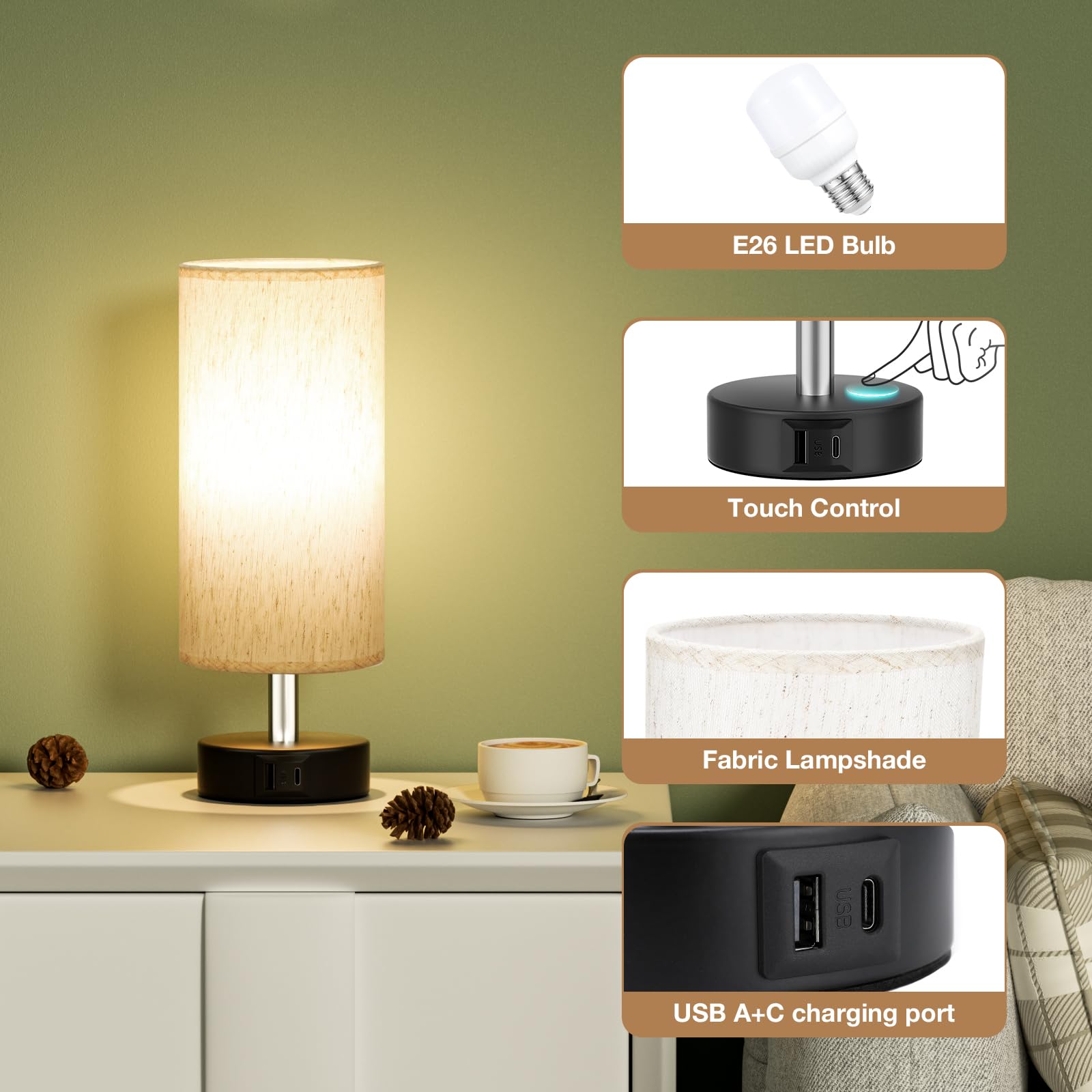 PartageiZ three-way dimming touch control for reading, relaxing, or ambience.