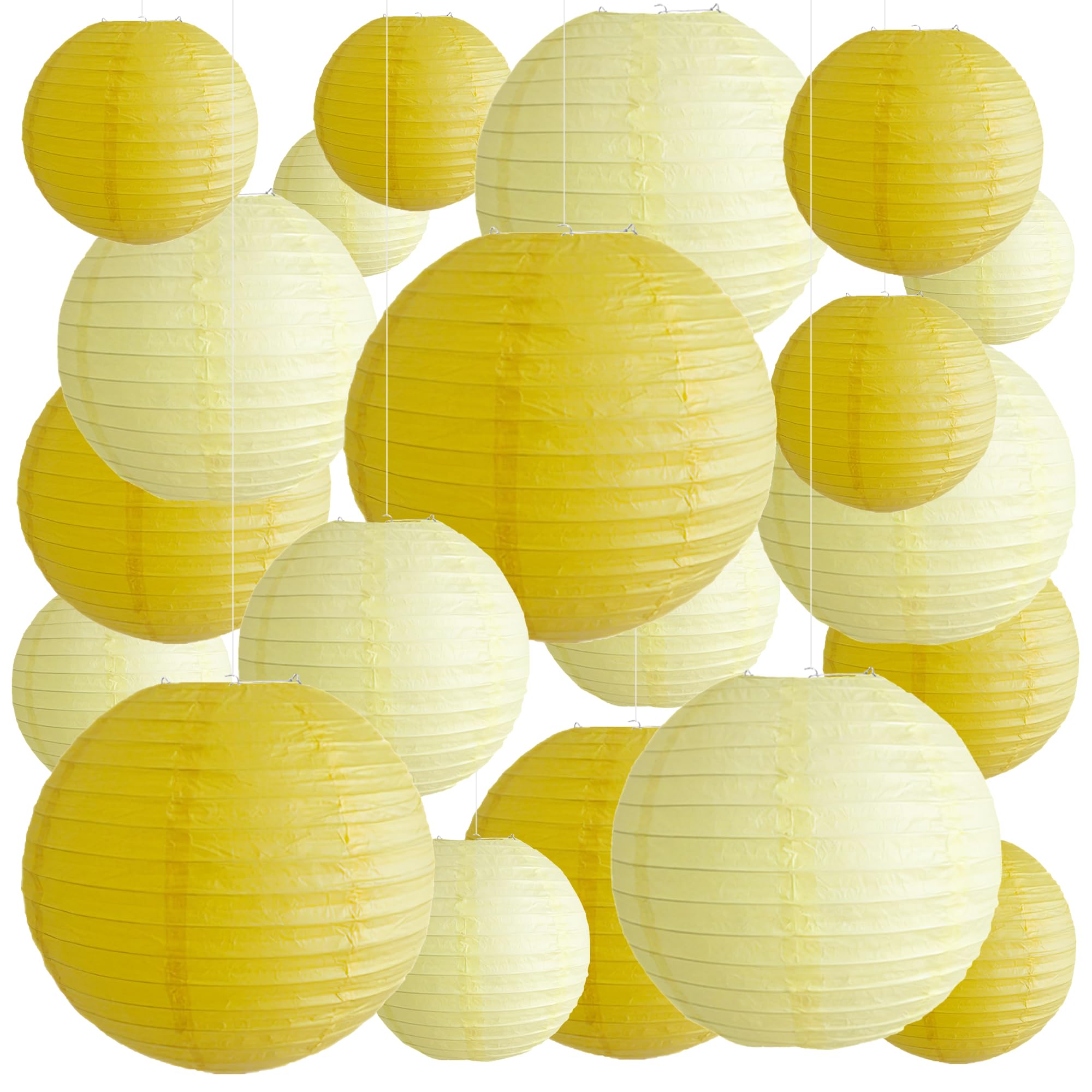 Partiazy yellow paper lantern 10inch pack for versatile ceiling decorations at events.