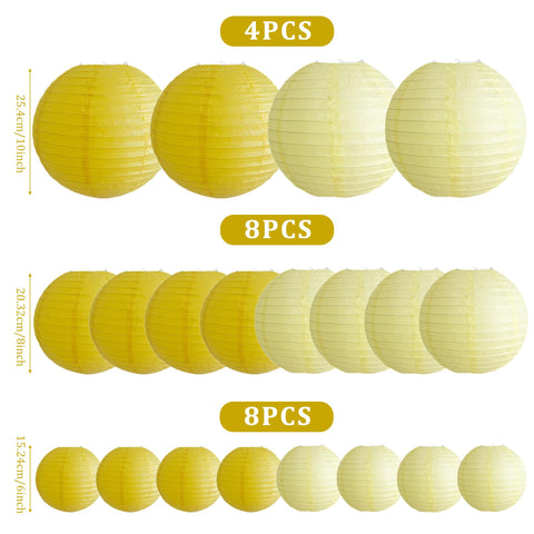 Partiazy yellow paper lantern 6inch pack compact accents for displays.