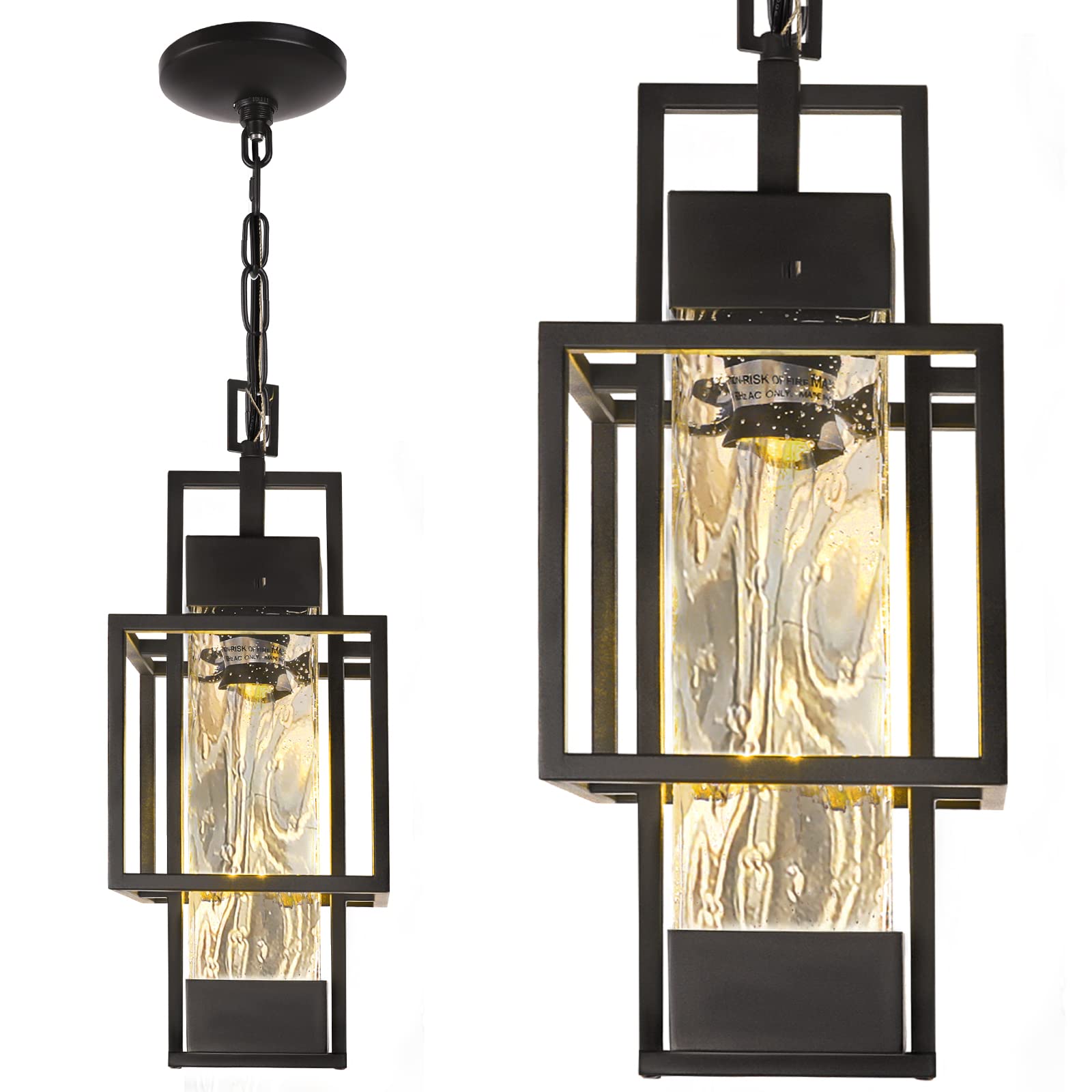 PARTPHONER 15-inch outdoor pendant light front view, ideal for welcoming porch lighting.