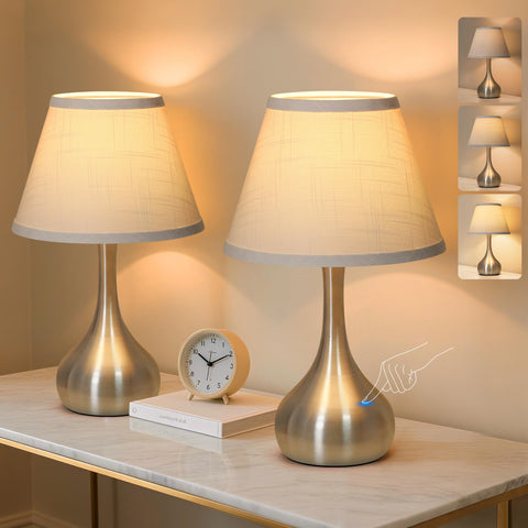 Partphoner 17-inch touch table lamp bedside base enabling easy brightness control.