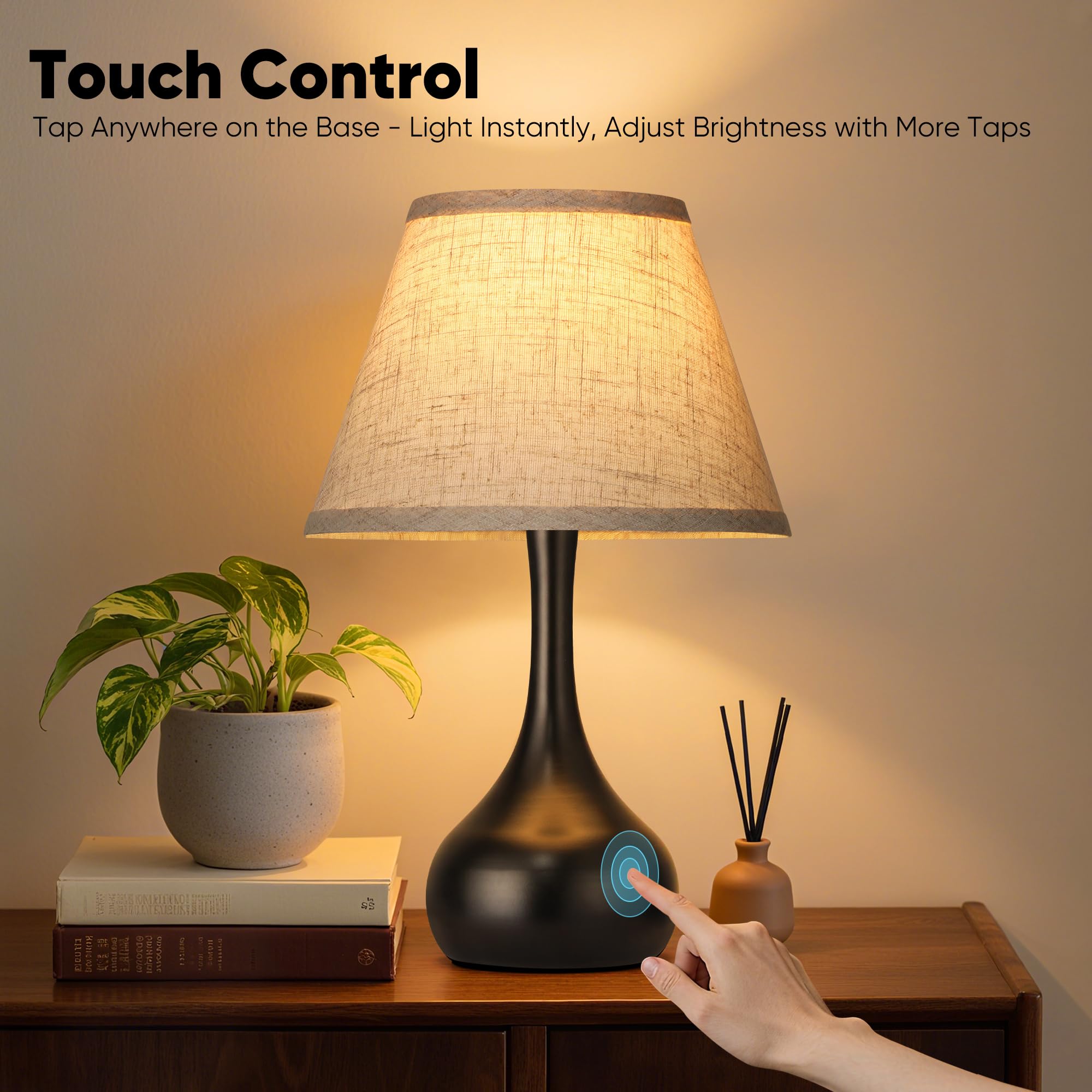 PARTPHONER 17-inch lamp with black teardrop base blends vintage and modern style.