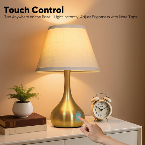 PARTPHONER 2-pack bedside lamps with 3-way dimming for cozy bedrooms.