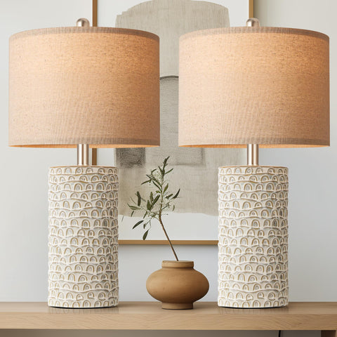 PARTPHONER 23-inch ceramic table lamp set with modern finish for living rooms.