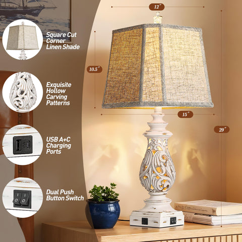 Partphoner bedside lamps showing dual-switch controls for main and night light.
