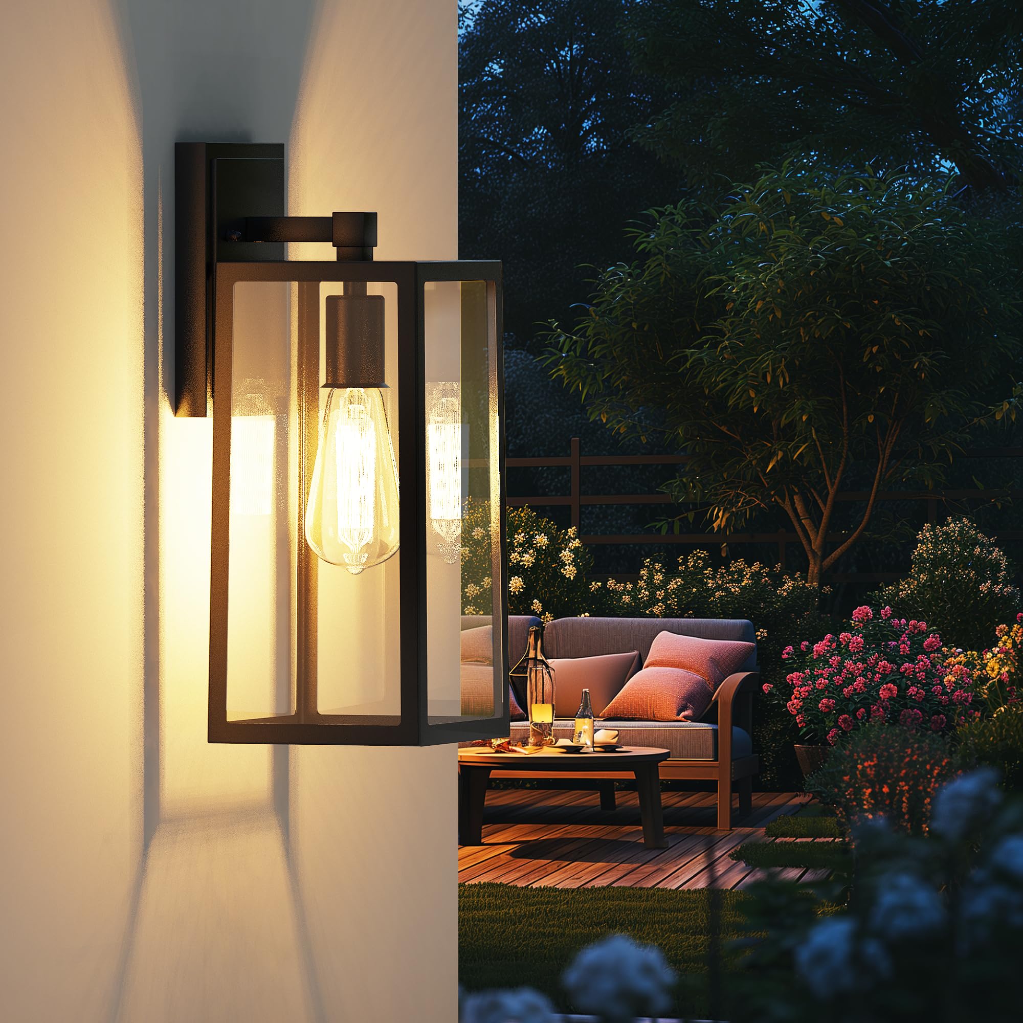 PARTPHONER black aluminum wall sconce brightens doorways with modern, rust-resistant design.