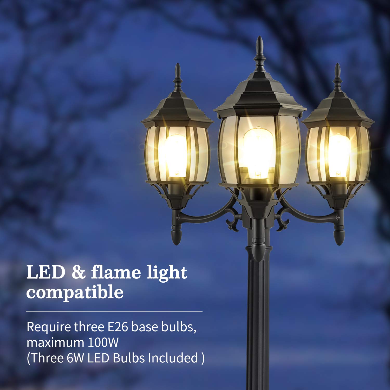 PARTPHONER three LED bulbs included for immediate outdoor brightness