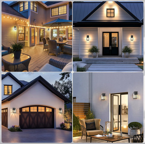 PARTPHONER black finish wall lantern ideal for house entryways.
