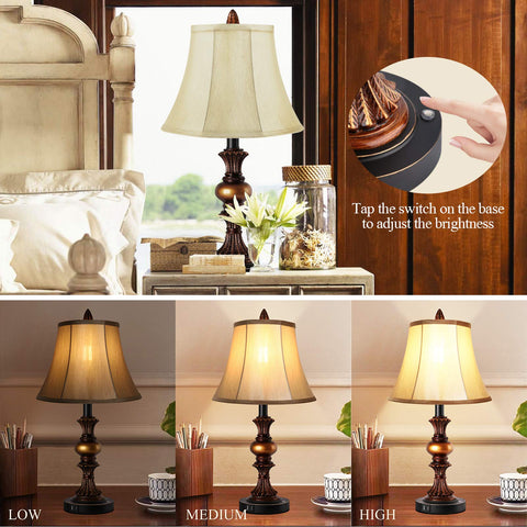 PARTPHONER bronze finish table lamp with bell-shaped lampshade adds vintage charm