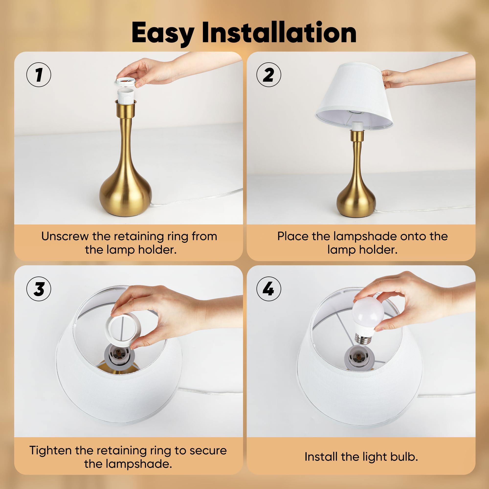 PARTPHONER included 2700K LED bulbs for warm, flicker-free light.