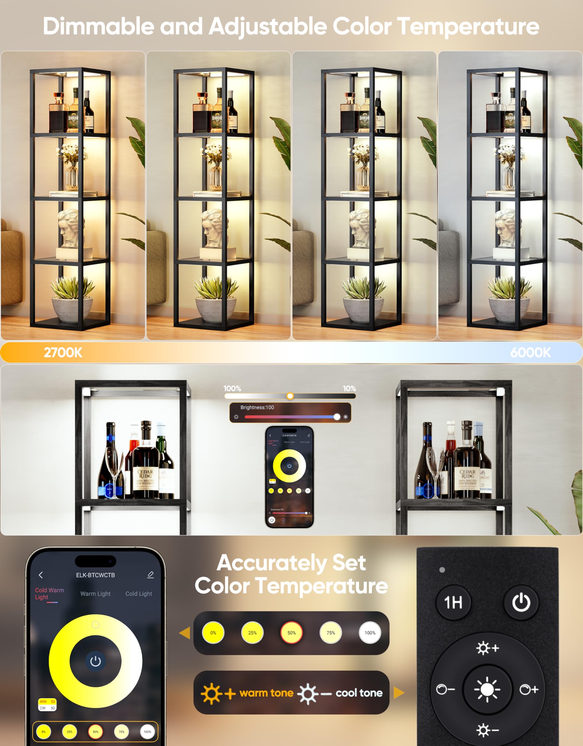 PARTPHONER color temperature control from warm to cool for any mood