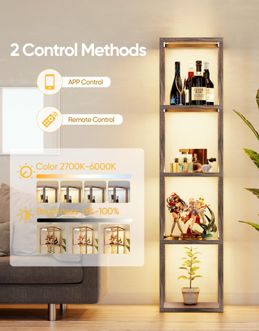 PARTPHONER display-shelf-lamp remote control for easy lighting at any hour