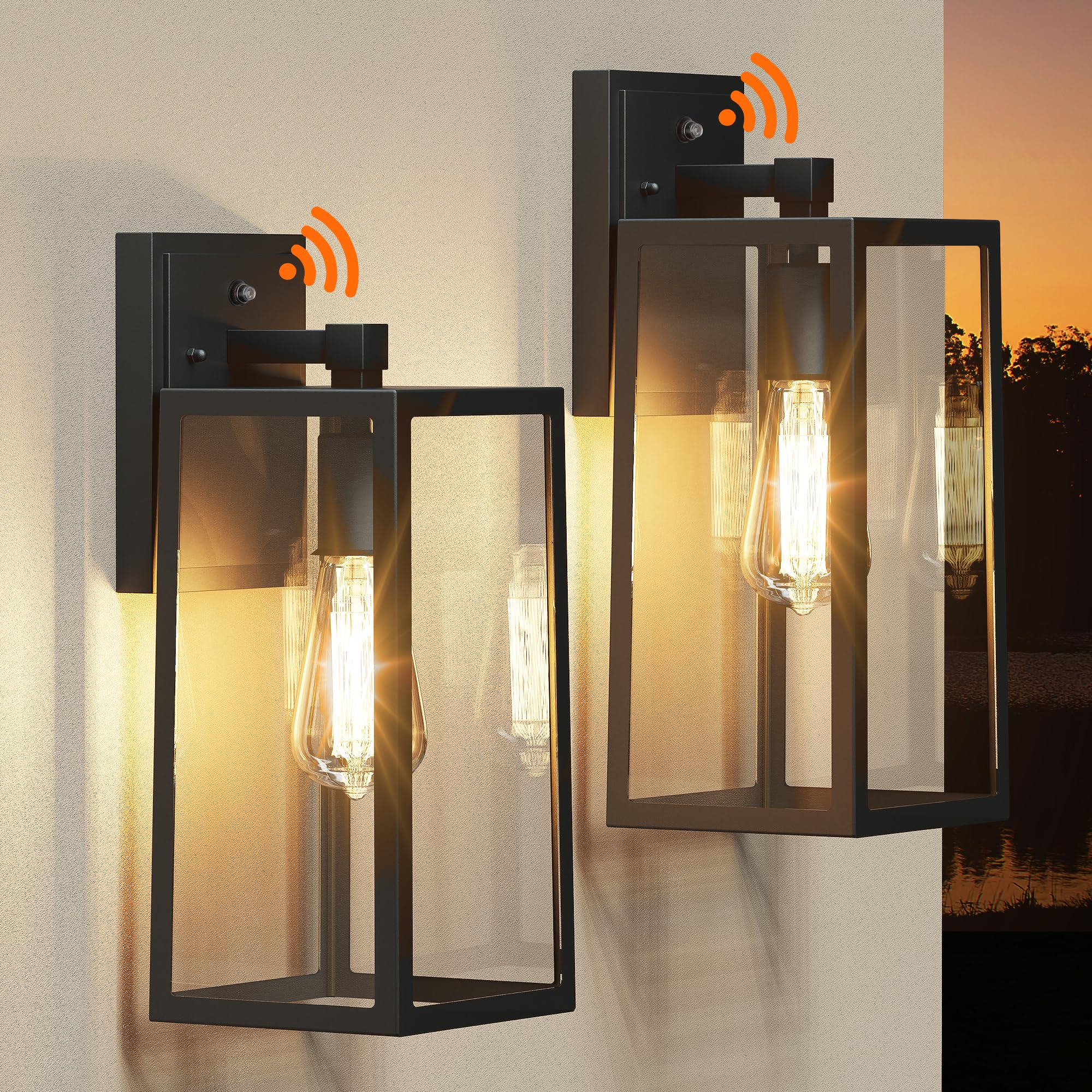 PARTPHONER dusk-to-dawn porch light with sensor enabling hands-free entry