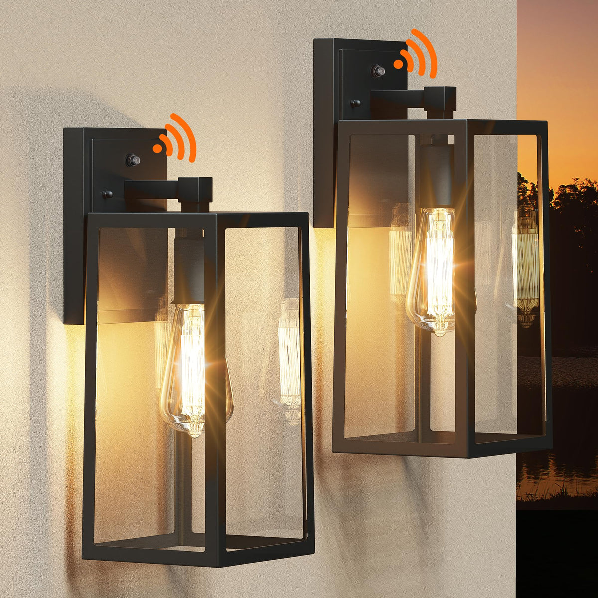 PARTPHONER dusk-to-dawn porch light with sensor enabling hands-free entry