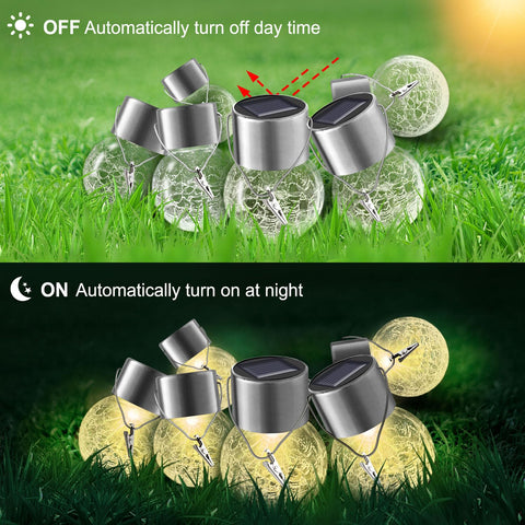 PARTPHONER Easy-install Solar Lights with clip and zip ties for fence, tree, or umbrella mounting.