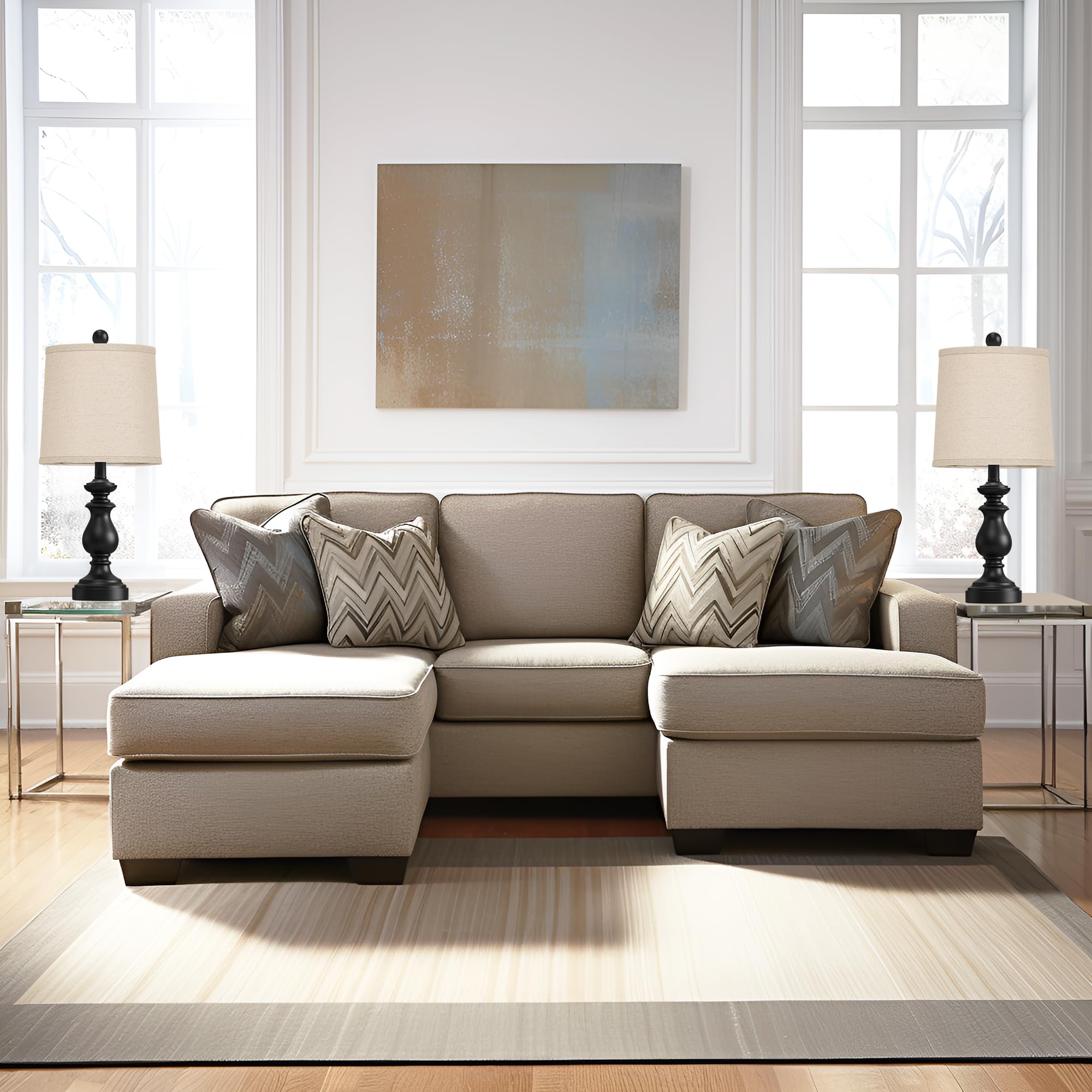 PARTPHONER elegant black finish table lamps for classic decor.