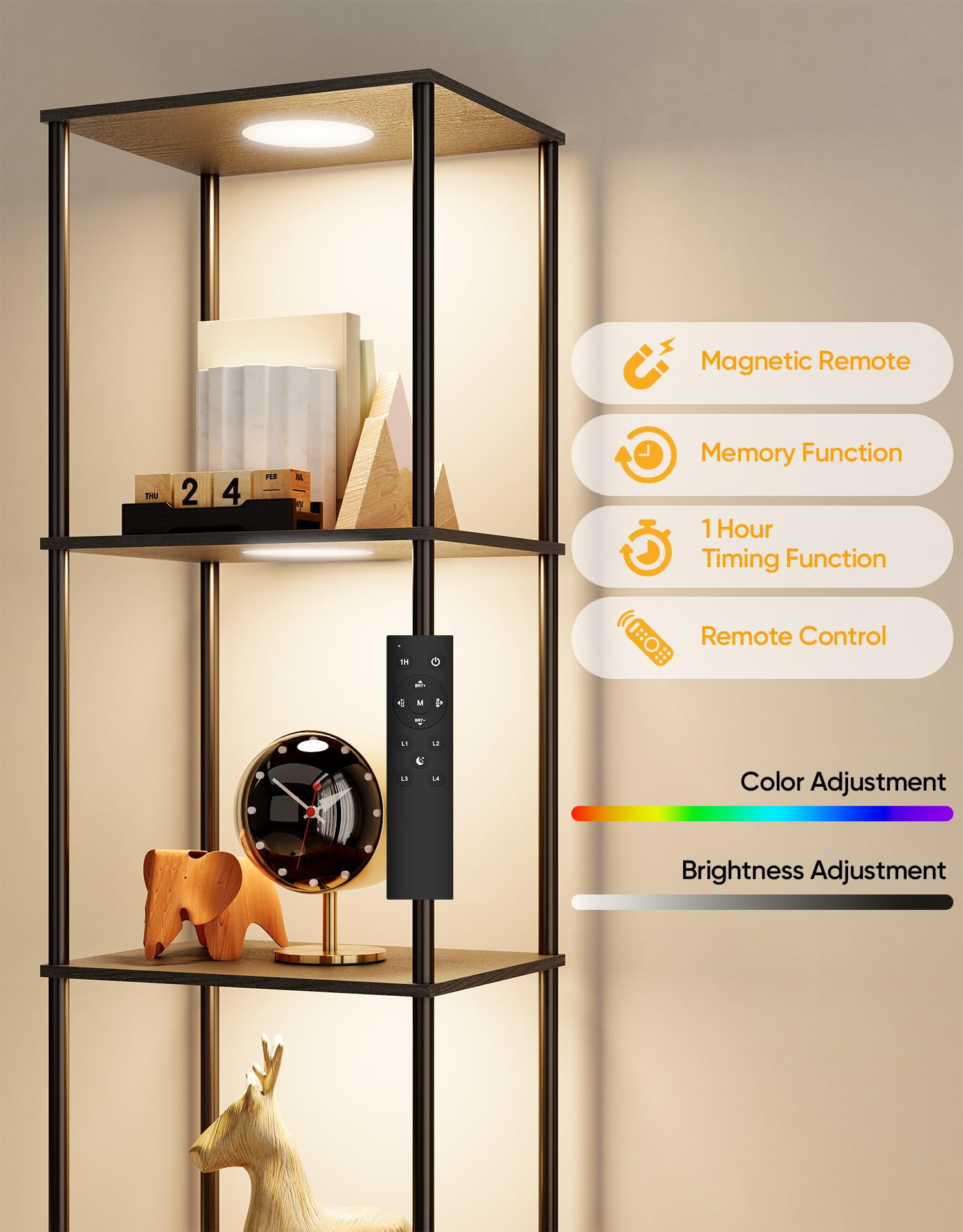 PARTPHONER five-tier display lamp stores books and decor in style.