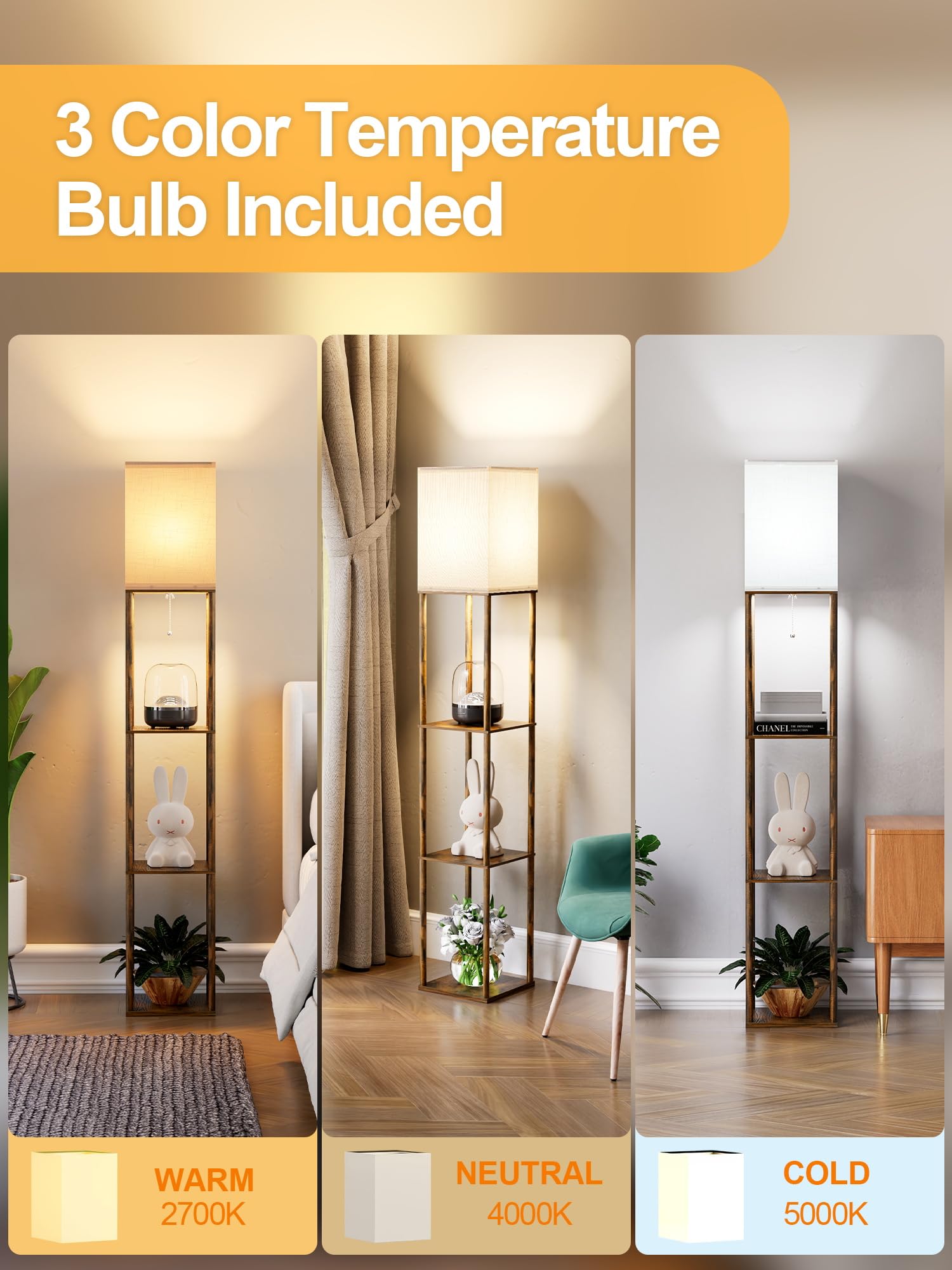 PARTPHONER lamp with 3CCT LED bulb showing warm to cool lighting options