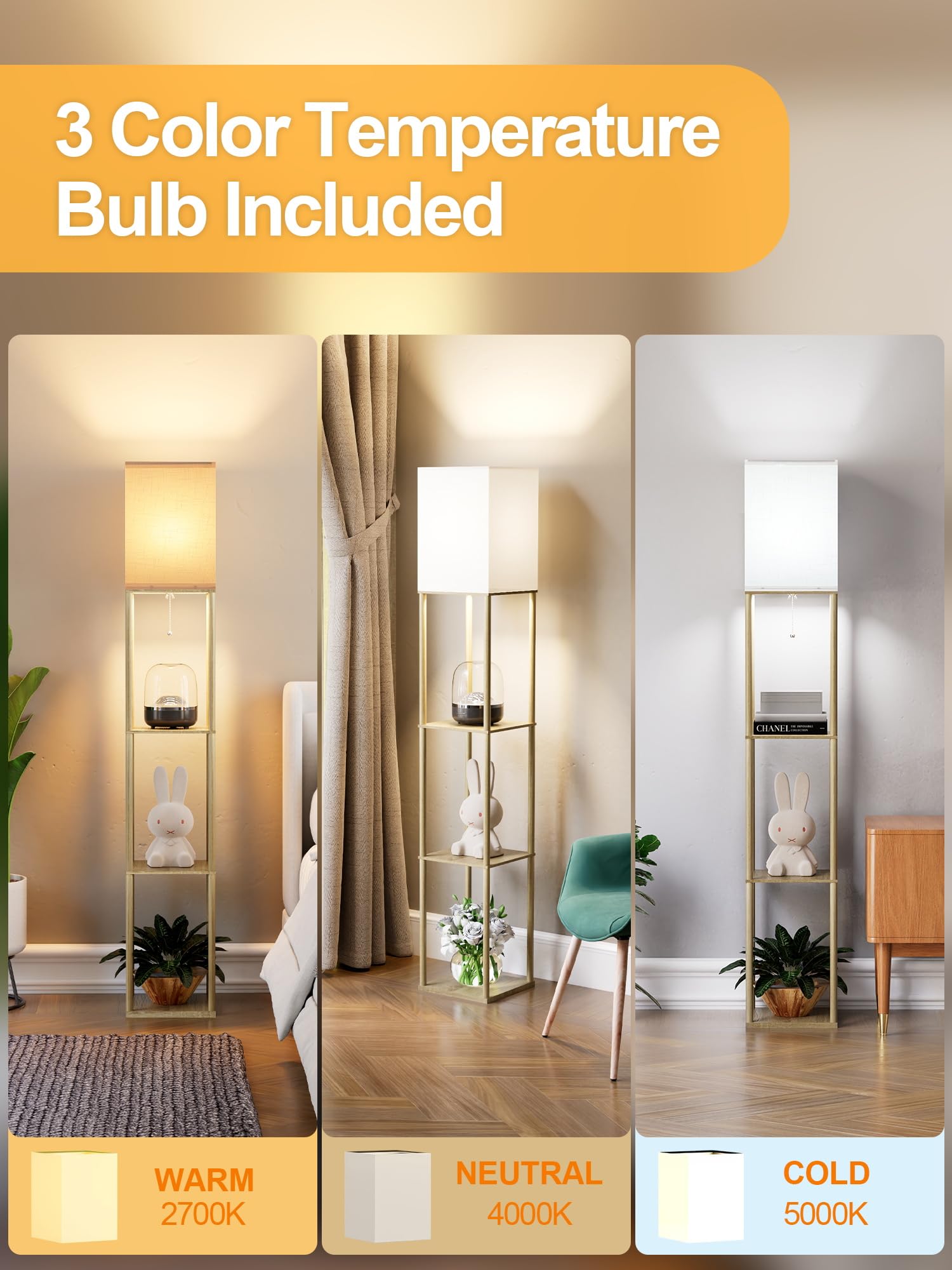 PARTPHONER floor lamp uses 3-cct LED with memory function.