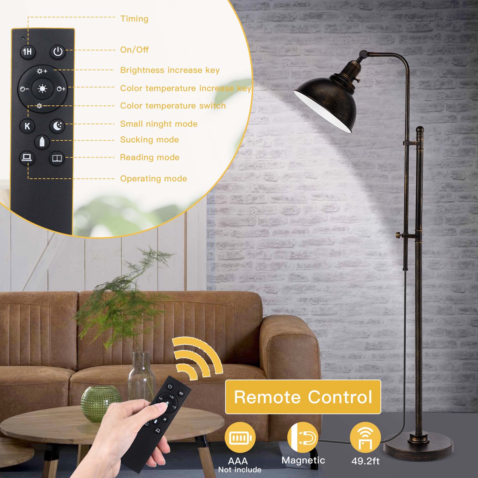 PARTPHONER floor lamp in aged black with solid metal construction