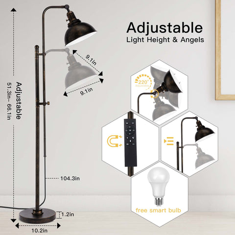 PARTPHONER adjustable-height lamp in aged black finish
