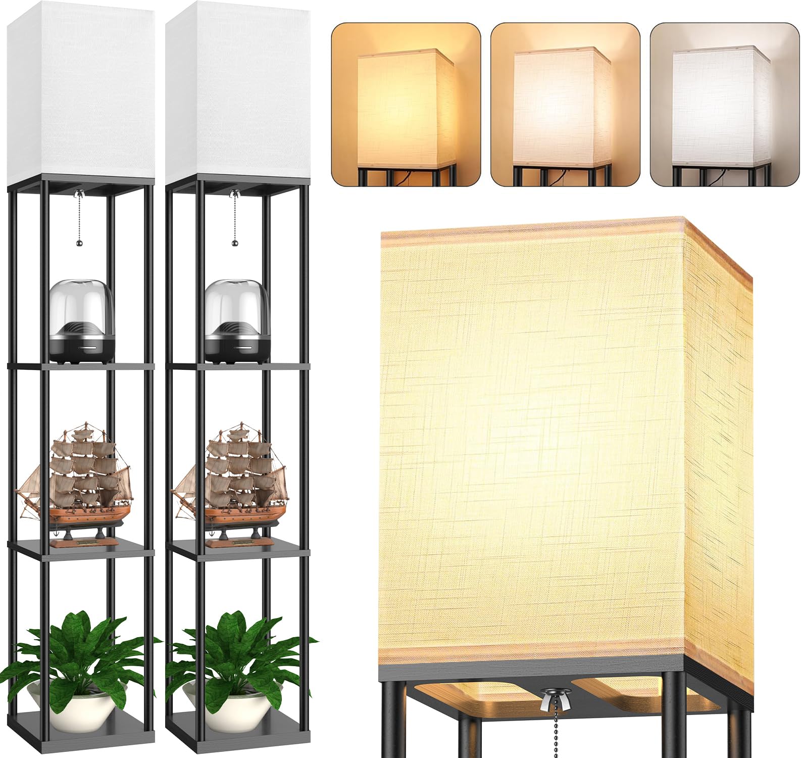 PARTPHONER floor lamp open top 63in provides bright, even room illumination