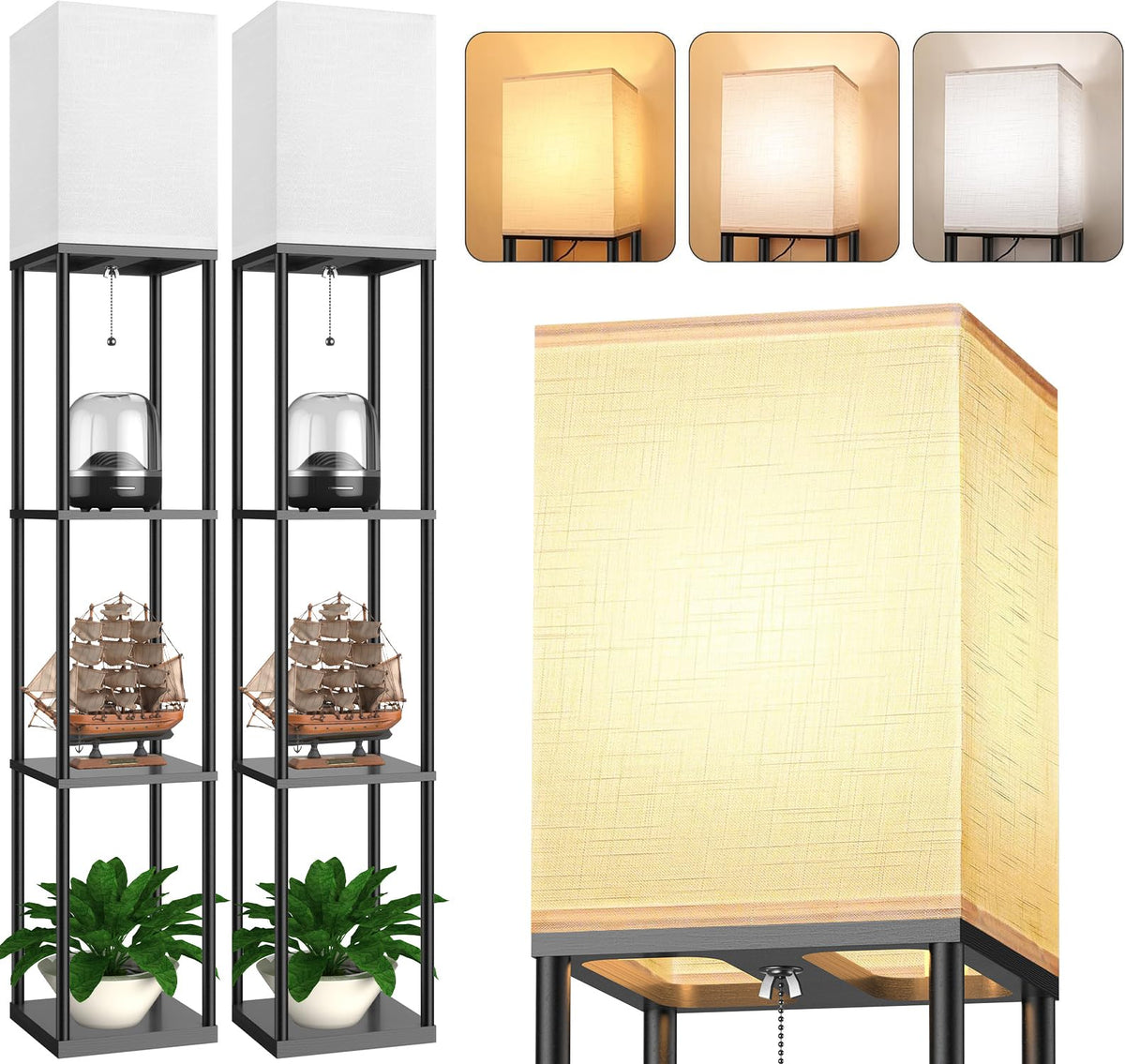 PARTPHONER floor lamp open top 63in provides bright, even room illumination