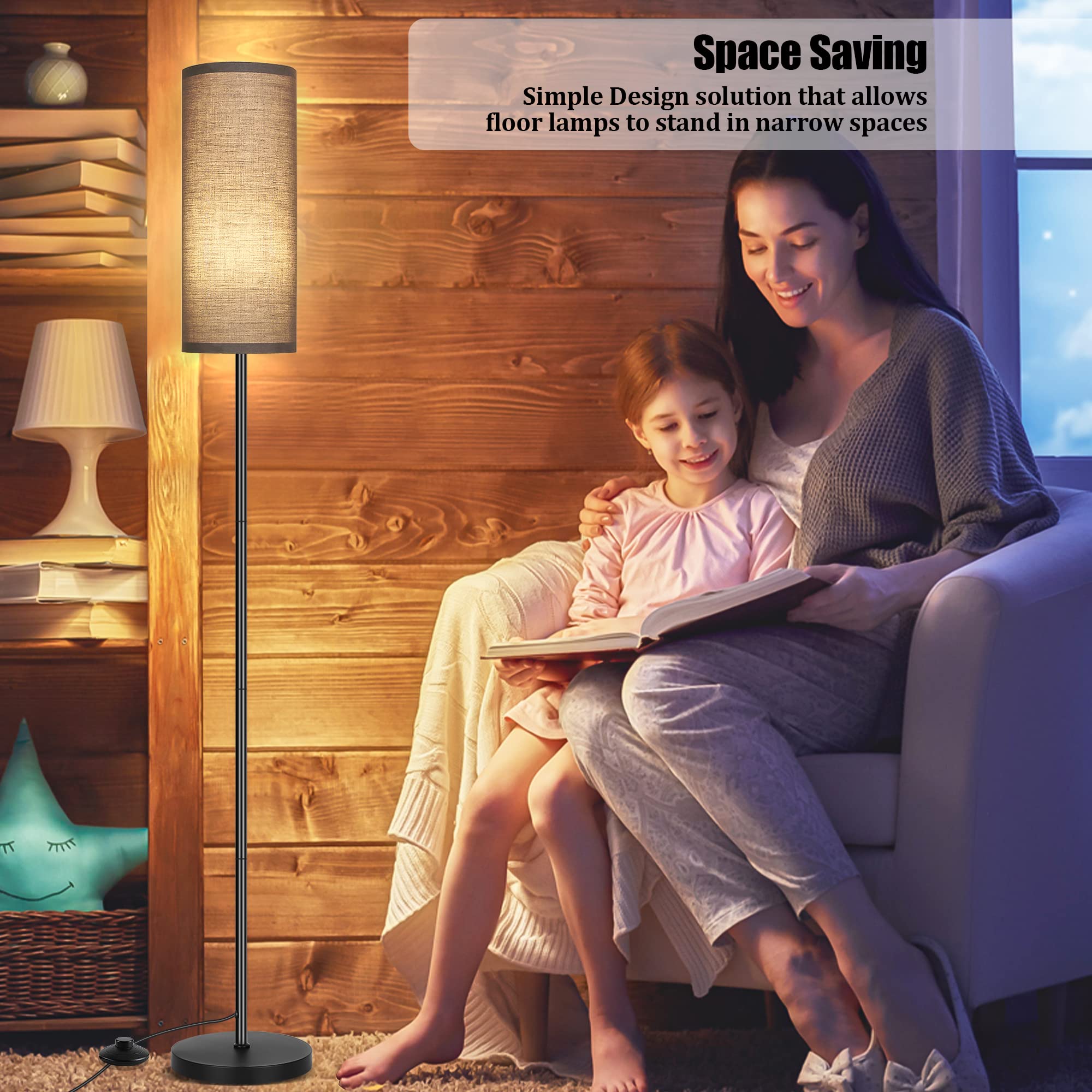 PARTPHONER floor lamp ready-assembly shown with quick, tool-free setup.