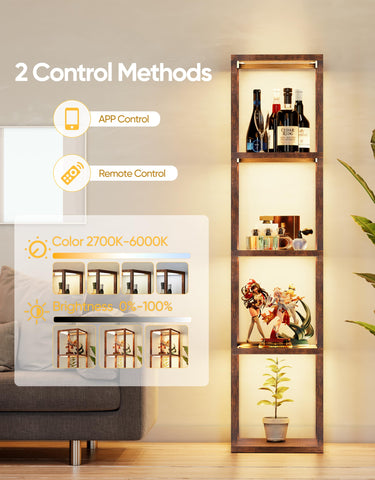 PARTPHONER floor lamp remote control and app access for convenient lighting adjustments.