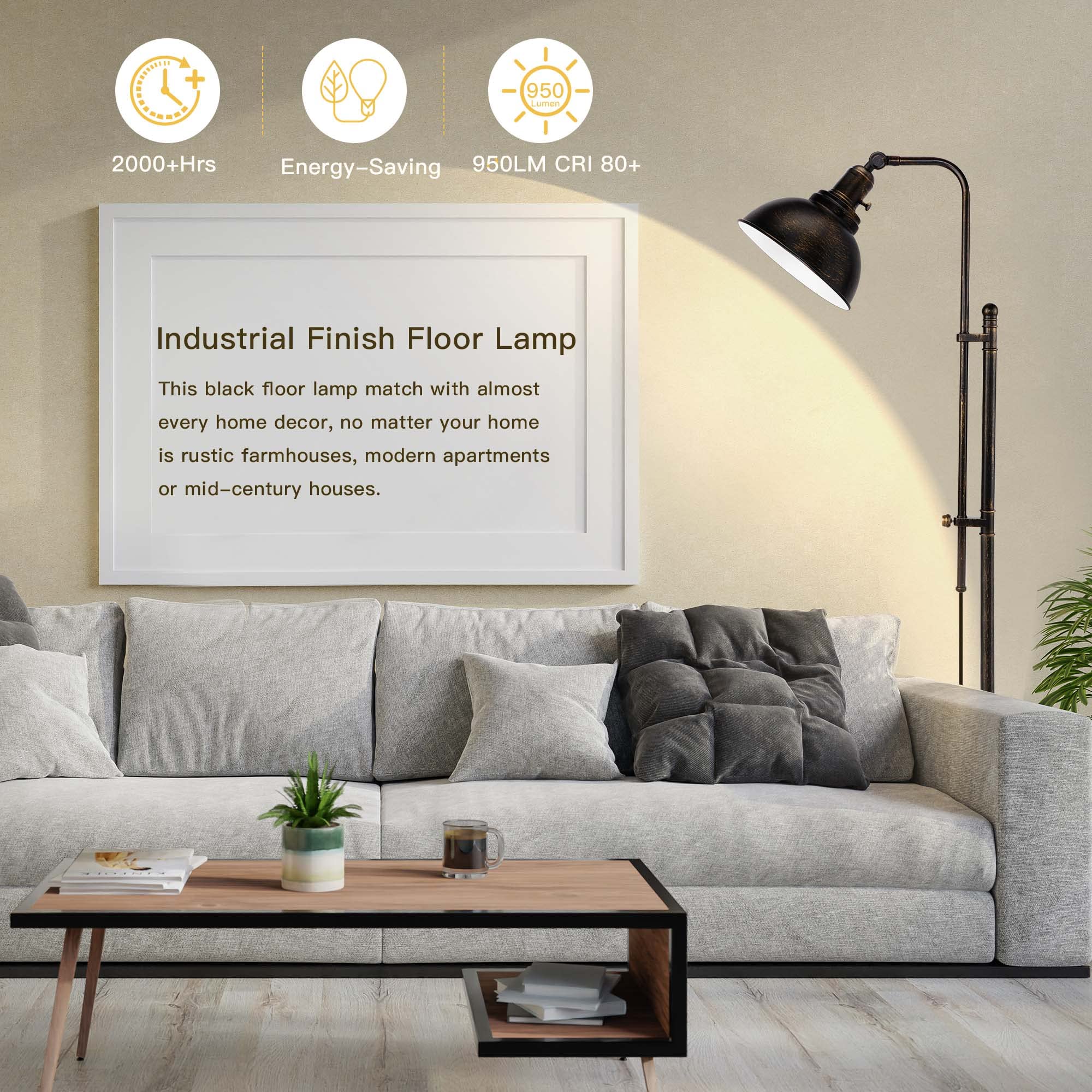 PARTPHONER floor lamp rotary switch for simple on/off control