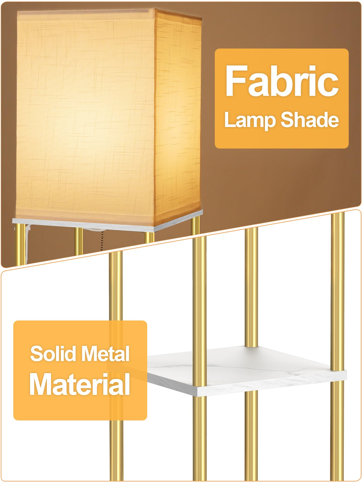 Partphoner floor lamp 3-tier storage keeps books and decor tidy